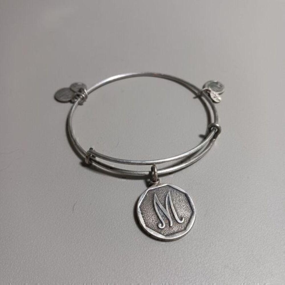 Alex and Ani ‘M’ Initial Monogram Rafaelian Charm Bangle Bracelet